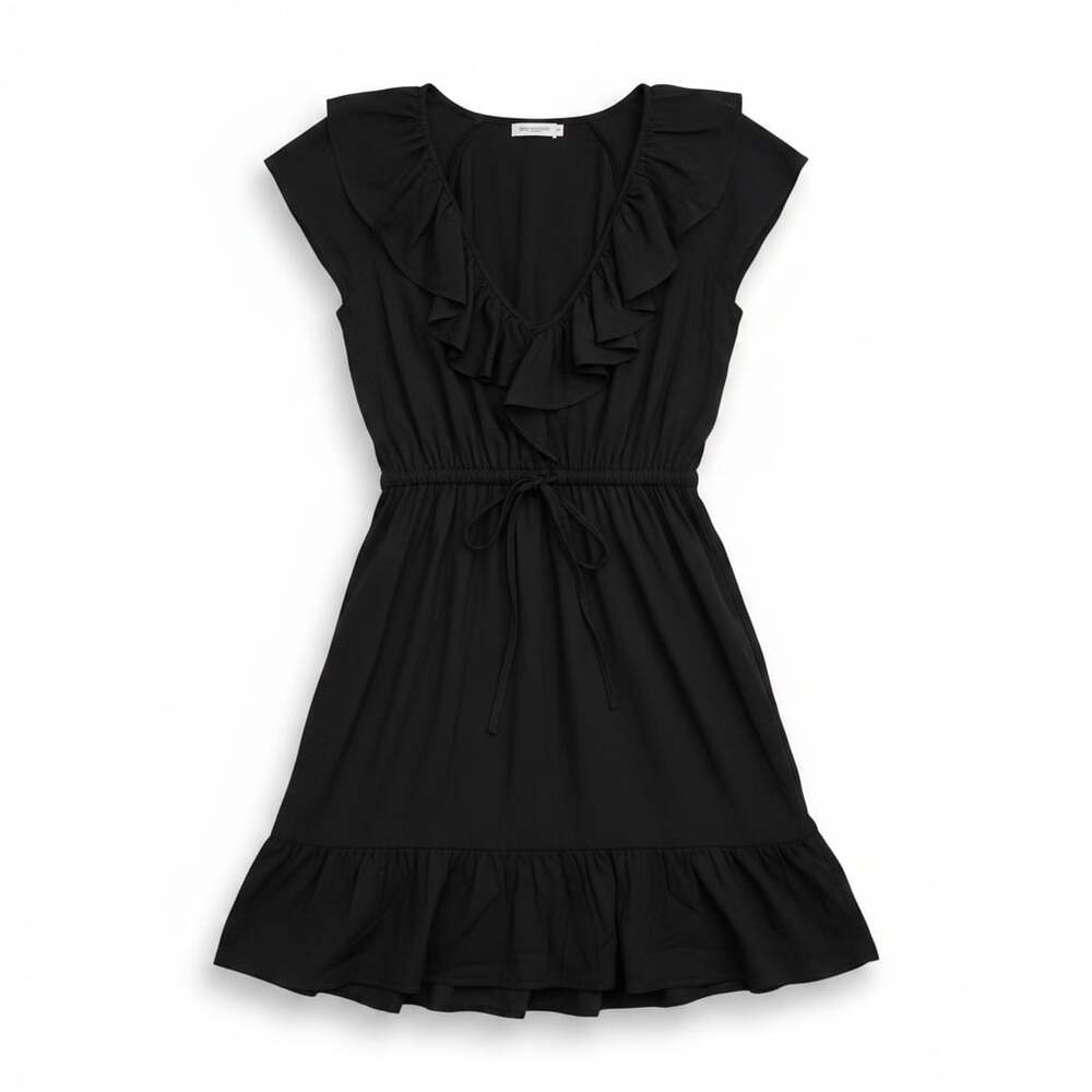 Old Navy Black Ruffle V-Neck Flutter Sleeve Mini Dress Size M